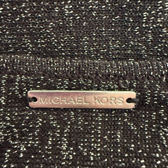 Michael Kors Metallic Shimmering Silver Long Sleeve Knit Top Size S - Picture 4 of 8